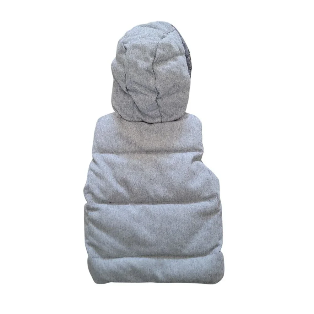 Gap Outdoor Edition Wool Blend Gray Winter Down Puffer Vest w/ Faux Fur Hood S - Picture 2 of 9